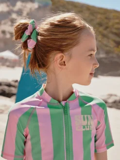Next Rose/vert rayé - Ensemble bikini et chouchou Sunsafe Rash Gilet (3-16ans) Best