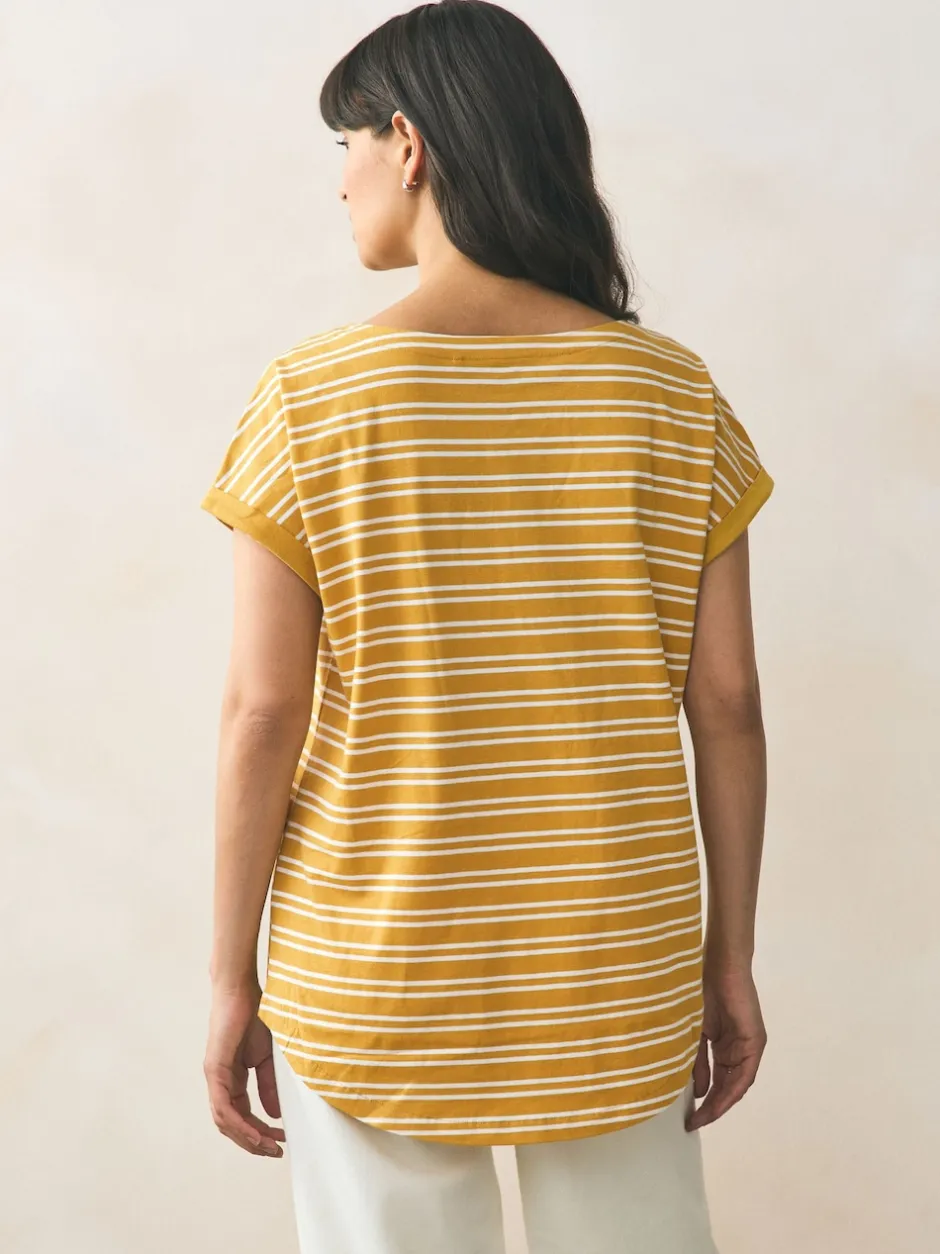 Next Rose/vert/blanc/jaune rayé/imprimé palmier - Lot de 5 T-shirts à mancherons Hot