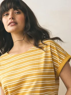 Next Rose/vert/blanc/jaune rayé/imprimé palmier - Lot de 5 T-shirts à mancherons Hot