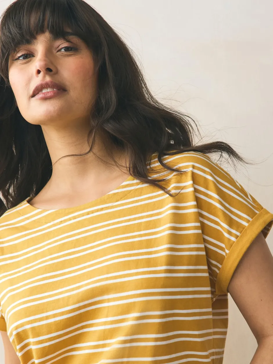 Next Rose/vert/blanc/jaune rayé/imprimé palmier - Lot de 5 T-shirts à mancherons Hot