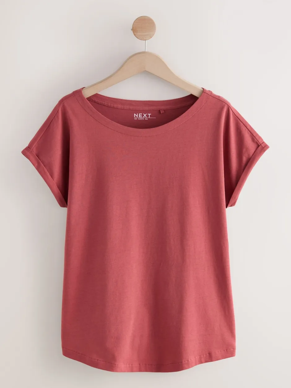 Next Rose/vert/blanc/jaune rayé/imprimé palmier - Lot de 5 T-shirts à mancherons Hot