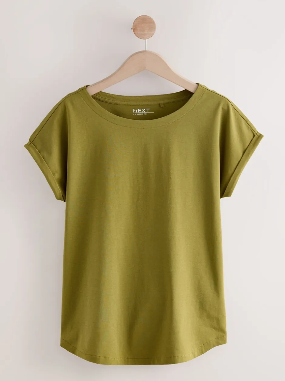 Next Rose/vert/blanc/jaune rayé/imprimé palmier - Lot de 5 T-shirts à mancherons Hot