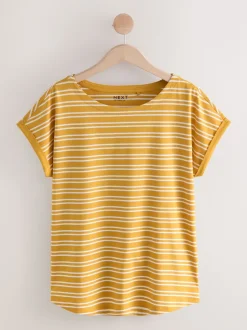 Next Rose/vert/blanc/jaune rayé/imprimé palmier - Lot de 5 T-shirts à mancherons Hot