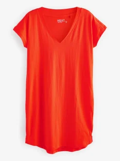 Next Rouge - 100% coton Mancherons Col en V Mini robe Online
