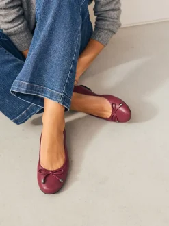 Next Rouge - Ballerines en cuir à bout rond