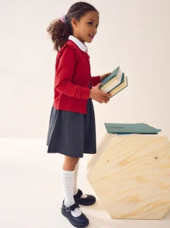 Next - Cardigan d'école à épaules volantées en coton riche (3-16ans) Rouge Discount