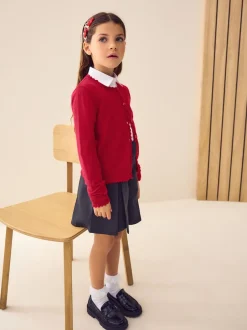 Next Rouge - Cardigan scolaire à bord festonné Cotton Rich (3-16ans) Hot