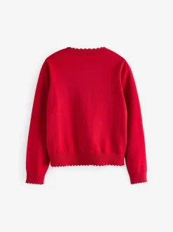 Next Rouge - Cardigan scolaire à bord festonné Cotton Rich (3-16ans) Hot