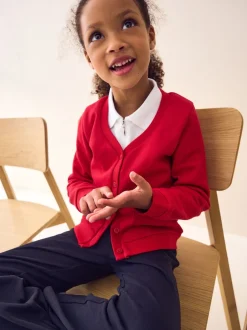 Next Rouge - Cardigan scolaire en jersey à poches volantées en coton riche (3-16ans) Online