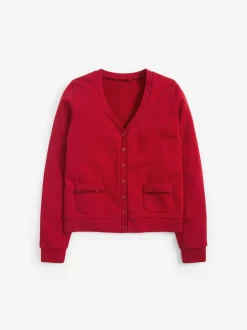 Next Rouge - Cardigan scolaire en jersey à poches volantées en coton riche (3-16ans) Online