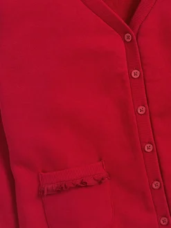 Next Rouge - Cardigan scolaire en jersey à poches volantées en coton riche (3-16ans) Online