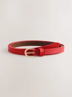 Next - Ceinture fine en cuir Rouge