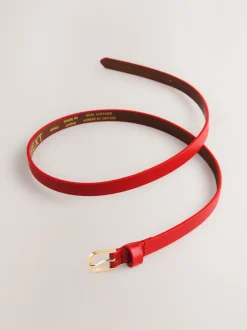 Next - Ceinture fine en cuir Rouge