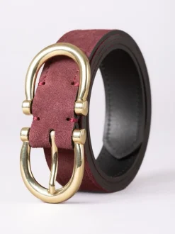 Lakeland Leather Rouge - Ceinture Bowness en daim à double boucle New