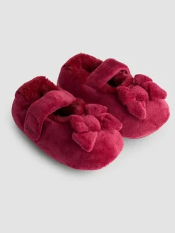Jojo Maman Bébé Rouge - Chaussons Ballerines en velours à nœud Best