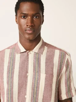 Next Rouge - Chemise texturée rayée à manches courtes Clearance