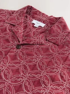 Next Rouge - Chemise Tile texturée brodée à manches courtes Discount