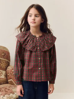 Next Rouge - Chemisier à carreaux avec col à volants (3-16ans) Clearance