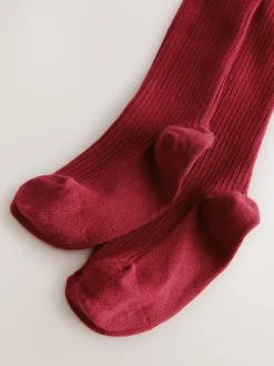 Next - Collant côtelé en coton majoritaire Rouge Outlet