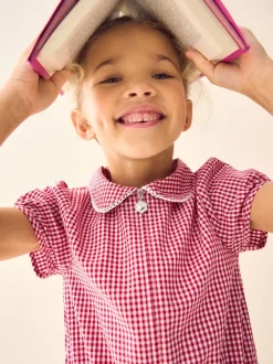 Next Rouge - Combinaison d'école Vichy en coton riche avec fermeture éclair (3-14ans) Clearance