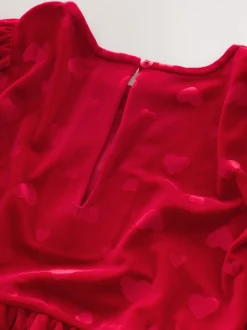 Next Rouge - Combinaison en velours à motif cœur en relief (3-16ans) Clearance