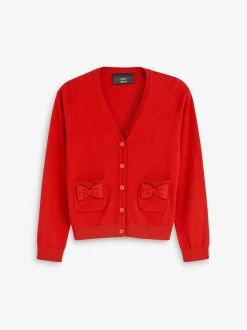 Next Rouge - Cotton Rich Nœud Pocket School Cardigan (3-16yrs) Discount