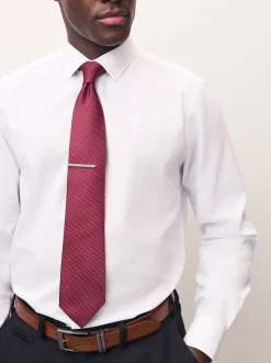 Next - Cravate texturée avec pince à cravate Rouge Outlet