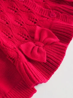 Next Rouge - Ensemble cardigan en maille à nœud à volants (0mois-3ans) Clearance