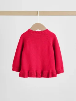 Next Rouge - Ensemble cardigan en maille à nœud à volants (0mois-3ans) Clearance