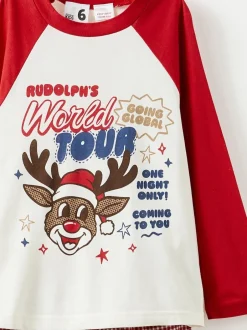 Cotton On Rouge - Ensemble pyjama à manches longues en coton sur adulte assorti pour la famille Noël Hot