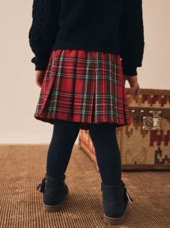 Next Rouge - Jupe à nœud en tartan avec collants bleu marine (3mois7ans) Sale
