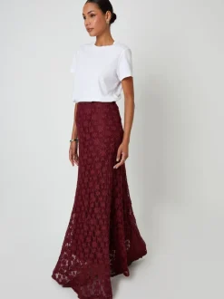 Threadbare Rouge - Jupe longue Maxi en dentelle Clearance