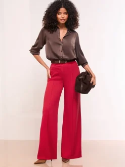Lipsy Rouge - Pantalon large taille haute Discount