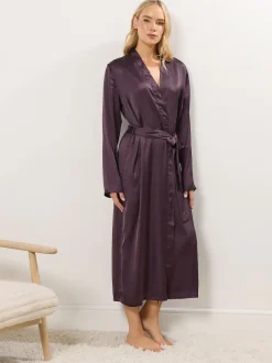 Long Tall Sally Rouge - Peignoir maxi en satin Sale