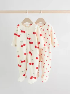 Next Rouge - Lot de 2 dors-bien bébé en micro polaire avec fermeture éclair bidirectionnelle Outlet