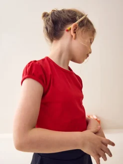 Next - Lot de 2 t-shirts à manches bouffantes (3-16ans) Rouge Outlet