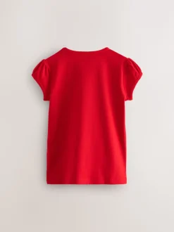 Next - Lot de 2 t-shirts à manches bouffantes (3-16ans) Rouge Outlet