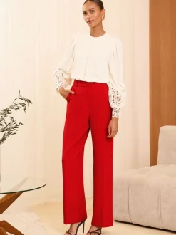 Love & Roses - Pantalons amples Rouge Hot