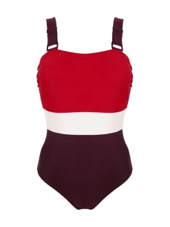 Pour Moi - Maillot de bain Palm Springs color block pour le contrôle du ventre Rouge