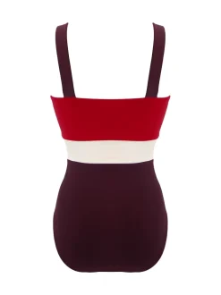 Pour Moi - Maillot de bain Palm Springs color block pour le contrôle du ventre Rouge