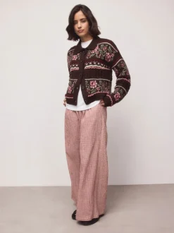 Next Rouge - Pantalons Jambe large Vichy Best