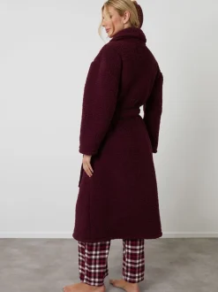 Threadbare Rouge - Peignoir douillet en imitation peau de mouton