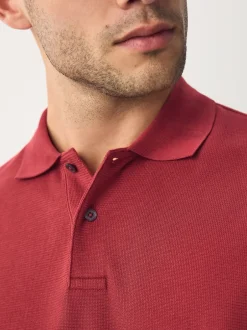 Next - Polos texturé Coupe classique Rouge Sale