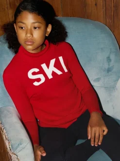 The Little Tailor Rouge - Pull de Noël Kids Ski Text New