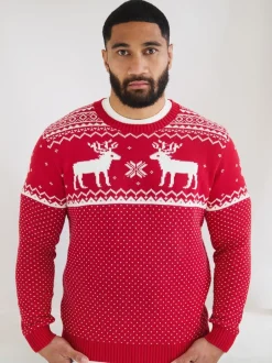 The Little Tailor Rouge - Pull à motif jacquard et renne de Noël Outlet
