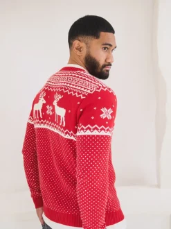 The Little Tailor Rouge - Pull à motif jacquard et renne de Noël Outlet