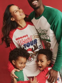 Cotton On Rouge - Pyjama de Noël en coton à manches longues à manches longues pour enfant assorti