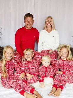 The Little Tailor Rouge - Kids Reindeer Noël Motif Fair Isle 100% Coton Tout-en-un Online