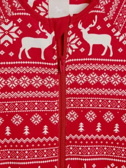 The Little Tailor Rouge - Kids Reindeer Noël Motif Fair Isle 100% Coton Tout-en-un Online