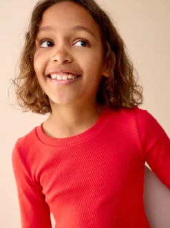 Next - Top côtelé à manches longues (3-16ans) Rouge Hot